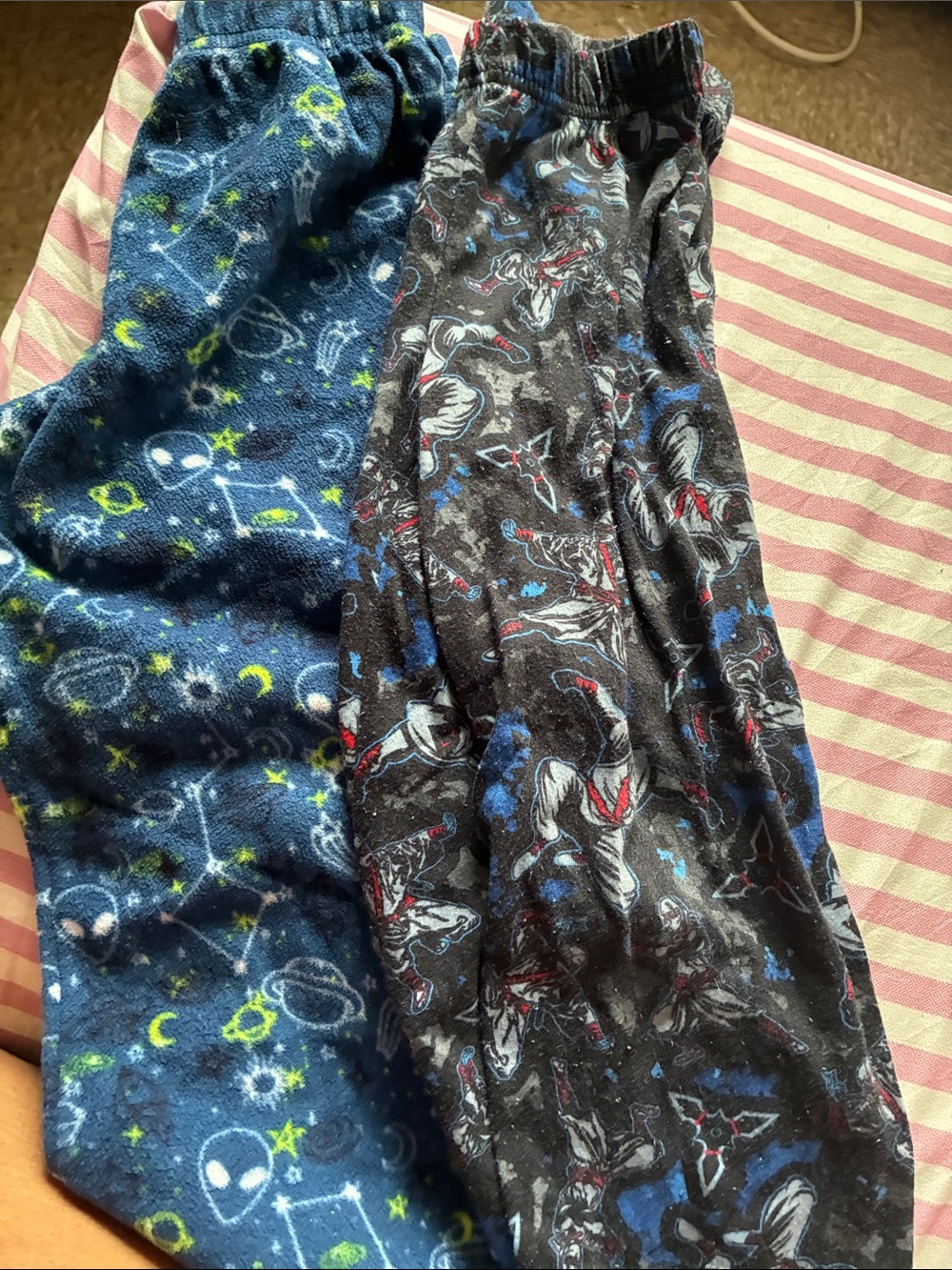 Place Boys Blue and Black Space & Dinosaur Fleece Pajama Bottoms